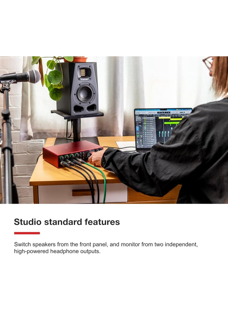 فوكوسرايت واجهة صوتية Focusrite Scarlett 18i16 الجيل الرابع USB لتسجيل الموسيقى والاستوديو للموسيقيين وكاتبي الأغاني والعازفين والمذيعين - Image 4